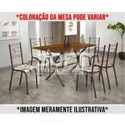 CJ MESA 6C MOVEIS TEIXEIRA PARATY RETANGULAR 140X75 BRANCO MARROM / MA