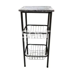 FRUTEIRA SERRA TUBOS 90CM C/GRANITO 2 CESTAS PRETO MARTELADO