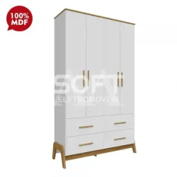 ROUPEIRO 4P. ABRIR 4G PEROBA GUTI RETRO BRANCO BRILHO/AMENDOA