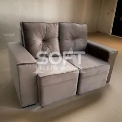ESTOFADO MALU 2 LUGARES LARA RETRATIL MARROM VELUDO