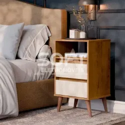 MESA DE CABECEIRA 2G EJ RETRO ROMA FREIJO/OFF WHITE