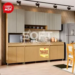 COZINHA NESHER SIMONE MENDES COMPACTA CARVALHO/GREIGE 500986