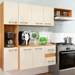 COZINHA FELLICCI COMPACTA MILA C/ BALCAO CINAMOMO/OFF WHITE