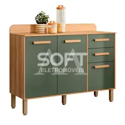 BALCAO NICIOLI 2P 3G MARIA FLOR 120 FREIJO / VERDE