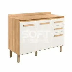 BALCAO NICIOLI 2P 3G MARIA FLOR 120 FREIJO / OFF WHITE CRISTAL