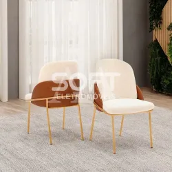 CJ 4 CADEIRAS DJ VITTA TEC/ BOUCLE PEROLA/TERRACOTA