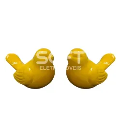 DUPLA DE PASSAROS CERAMICA AMARELO