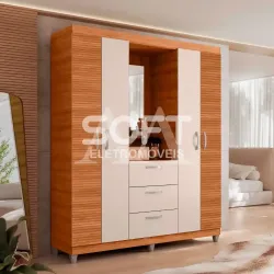 ROUPEIRO 4P ABRIR 3G CAEMMUN CLAPTON 1.5 C/ ESPELHO FREIJO RIPADO/OFF