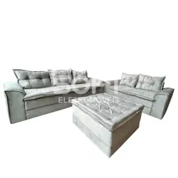 CJ ESTOFADO BOMFLEX 2/3 LUGARES ANGOLA CINZA ASTECA VELUDO INCA 09