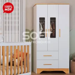 ROUPEIRO 3P. ABRIR 2G PEROBA POPY RETRO BRANCO BRILHO/AMENDOA