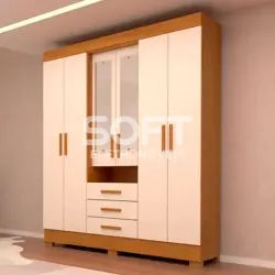 ROUPEIRO 6P ABRIR 3G ACP DEBORA CAPELINHA C/ESPELHO CINAMOMO/OFF WHITE