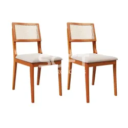 CJ 02 CADEIRAS AGN LETICIA TELA MADEIRA/LINHO