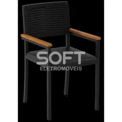 CADEIRA PAONANDA VIENA C/BRACO C/CORDA PRETO FOSCO