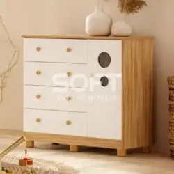 COMODA 4G 1P. ABRIR PEROBA DUDA PLUS AMENDOA/BRANCO BRILHO