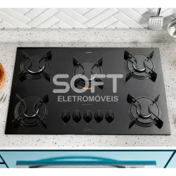 FOGAO  5B ATLAS COOKTOP  UTOP MESA VIDRO ESMALTADO VP GAS PRETO