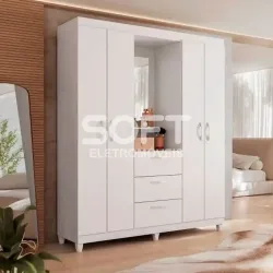 ROUPEIRO 4P ABRIR 3G CAEMMUN CLAPTON 1.5 C/ ESPELHO BRANCO PERFECT