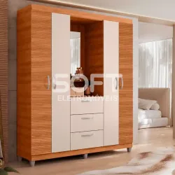 ROUPEIRO 4P ABRIR 3G CAEMMUN CLAPTON 1.5 C/ ESPELHO FREIJO RIPADO/OFF