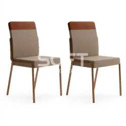 CJ 02 CADEIRAS CARRARO DUO 1739 COURINO CARAMELO C/ TUBO ROSE