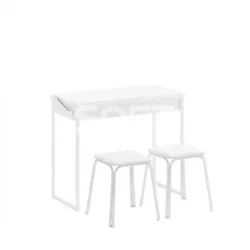 MESA CARRARO DOBRAVEL 1590 C/2 BANQUETAS BRANCO C/TUBO BRANCO
