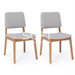 CJ 02 CADEIRAS CIMOL AMARILIS NATUAME MADEIRA/LINHO CINZA