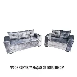 CJ ESTOFADO BOMFLEX 2/3 LUGARES HAITI CINZA VELUDO ASTECA 09