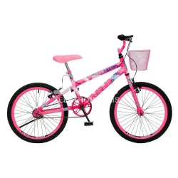 BICICLETA COLLI JULLY ARO 20 S/MARCHA C/CESTO ROSA NEON