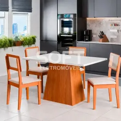 CJ MESA 4C DOBUE CORDOBA 137X80 CINAMOMO/BRANCO OFF/NEVOA BOUCLE