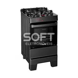 FOGAO 4B ESMALTEC IDEAL TOP GLASS 4126 PRETO