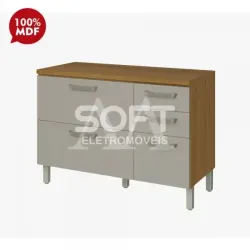 BALCAO NESHER 2P 3G PRINCESA 120CM FREIJO/OFF WHITE