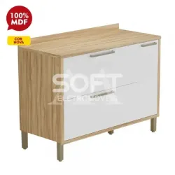 BALCAO RONIPA 2P 1G SYRAH 120CM P/ PIA AMENDOA/BRANCO