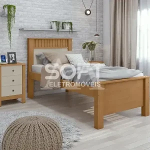 CAMA LOPAS SOLTEIRO ATHENAS PLUS S/AUXILIAR AMENDOA CLEAN /OFF WHITE