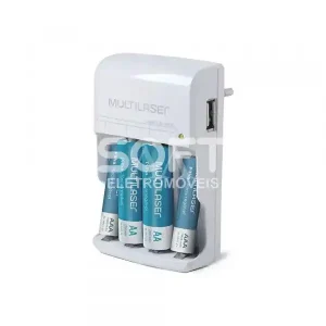 CARREGADOR DE PILHAS MULTILASER CB045 AA/AAA 2 PILHAS AA 2500 Mah 2 AA