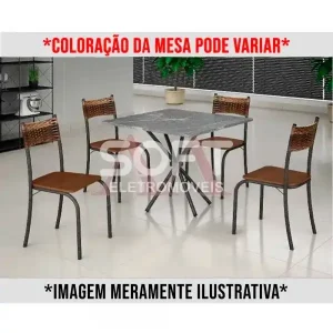 CJ MESA 4C MOVEIS TEIXEIRA ATLANTA QUADRADA 70X70 MARROM C/ RATAN CARV
