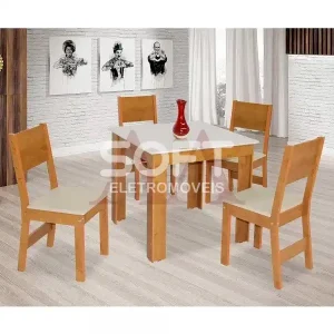 CJ MESA 4C SAO CARLOS MILENA QUADRADA 80x80 FREIJO / OFF WHITE