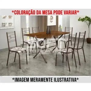 CJ MESA 6C MOVEIS TEIXEIRA PARATY RETANGULAR 140X75 BRANCO MARROM / MA