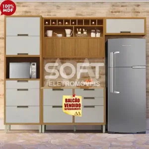 COZINHA NESHER IMPERATRIZ COMPACTA FREIJO/OFF WHITE 500784