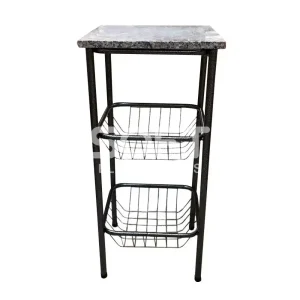 FRUTEIRA SERRA TUBOS 90CM C/GRANITO 2 CESTAS PRETO MARTELADO