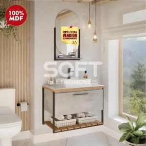 GABINETE P/ BANHEIRO MGM CARIBE 60CM C/ CUBA SOBREPOR CIMENTO