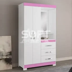 ROUPEIRO 2P. ABRIR 3G C/ ESPELHO NOTAVEL NT 5170 BRANCO NEW/ROSA FLEX