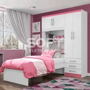 ROUPEIRO 4P. ABRIR 3G C/ CAMA MX LISBOA BRANCO / PINK