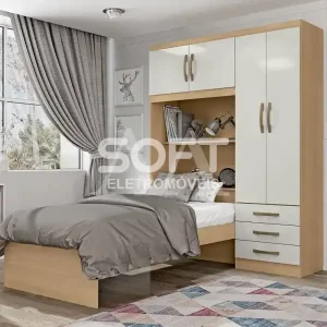 ROUPEIRO 4P. ABRIR 3G C/ CAMA MX LISBOA CASTANHO/OFF WHITE