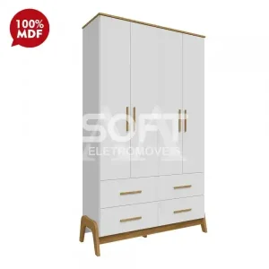 ROUPEIRO 4P. ABRIR 4G PEROBA GUTI RETRO BRANCO BRILHO/AMENDOA