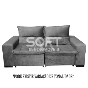 ESTOFADO BOMFLEX CHILE RETRATIL CINZA VELUDO INCA 10