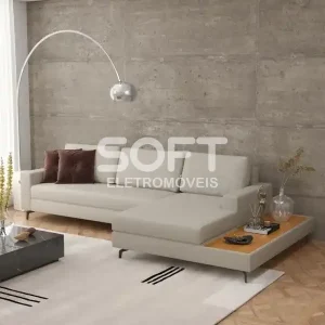 ESTOFADO PEREIRA MOVEIS 6 LUGARES LOFT 322 COM CHAISE E DECK LINHO ARE