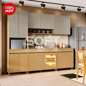 COZINHA NESHER SIMONE MENDES COMPACTA CARVALHO/GREIGE 500986