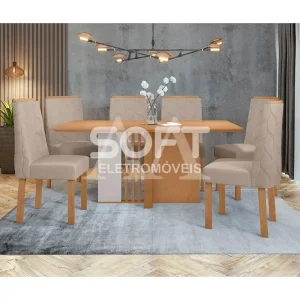 CJ MESA 6C LOPAS ASTRID CANT.COPO CAD ASTRID 160X80 LINHO RINZAI BEGE