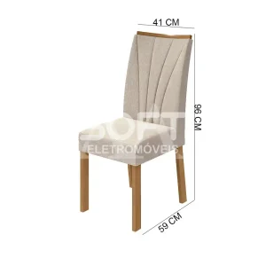 CJ 04 CADEIRAS LOPAS APOGEU TEC/ VELUDO NATURALLE CREME AMENDOA CLEAN