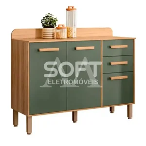 BALCAO NICIOLI 2P 3G MARIA FLOR 120 FREIJO / VERDE