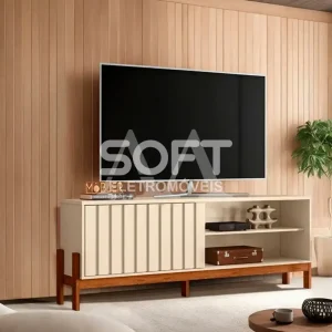 RACK BANCADA MOBLER NEW AURORA PEROLA METALIZADO/CINAMOMO MEL