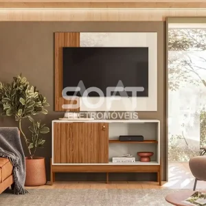 COMBO RACK PAINEL MOBLER 1.2 WOOD CINAMOMO MEL/OFF WHITE